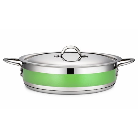 Bon Chef Country French 2 Pot W/Cover 12 3/8"  Dia X 3"  6 Qt - Lime 71030-CF2-L